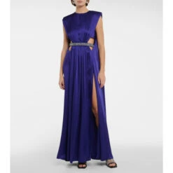 Stella McCartney Belted Cutout Satin Gown