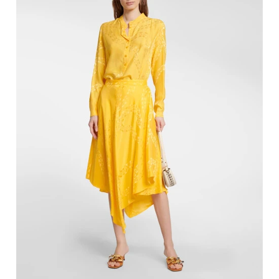 Stella McCartney Asymmetrical Printed High-rise Midi Skirt