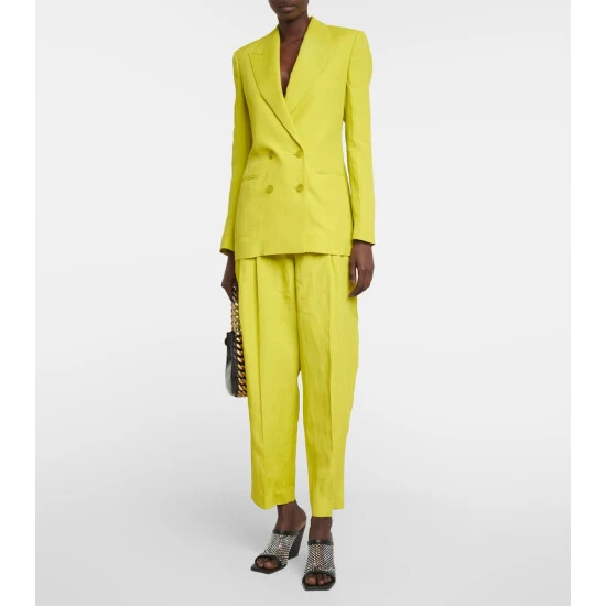 Stella McCartney Pleated Tapered Linen-blend Pants