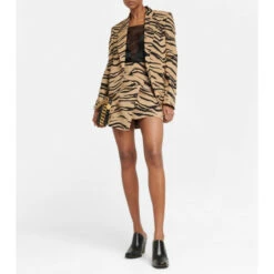 Stella McCartney Tiger-print Wool-blend Miniskirt
