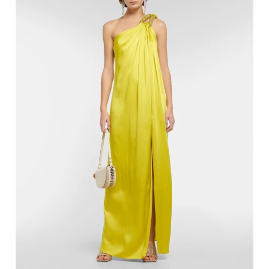 Stella McCartney One-shoulder Embellished Satin Gown
