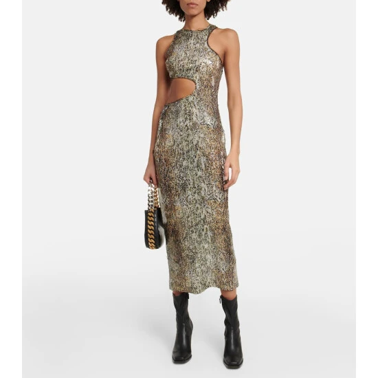 Stella McCartney Sequined Cutout Midi Dress