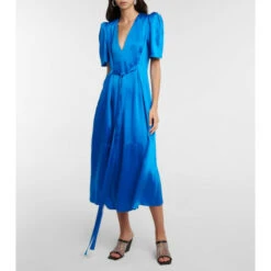 Stella McCartney Satin Belted Midi Dress